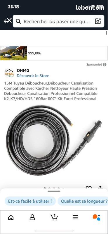 quel karcher pour déboucher canalisation